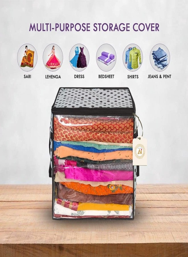 Shaping Fabric Saree Storage Bag | Premium Wardrobe Cloth Organizer Box | Large Garment Cover with Polka Dot Design | Durable Fabric, Transparent Window | Pack of 1 SF-SB-1463 - Image 4