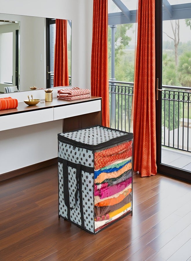 Shaping Fabric Saree Storage Bag | Premium Wardrobe Cloth Organizer Box | Large Garment Cover with Polka Dot Design | Durable Fabric, Transparent Window | Pack of 1 SF-SB-1463 - Image 1