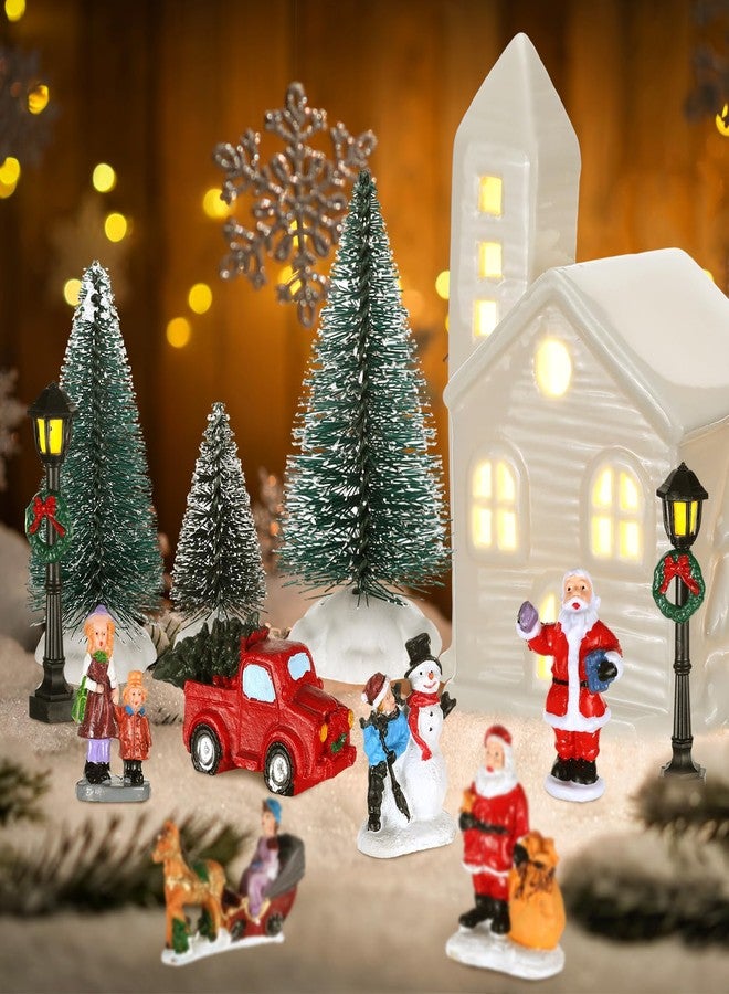 Soaoo 25 Pieces Christmas Village Sets Xmas Led Lighted Christmas Village Houses Mini Xmas Figurines Miniature for Collection Tabletop Mantel Shelf Indoor Accessories - Image 5
