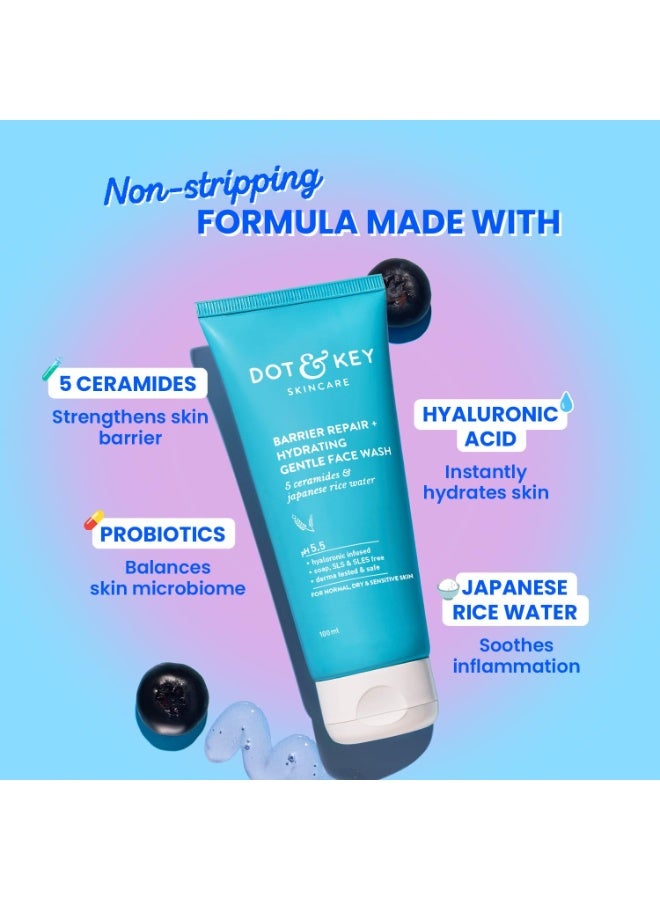Dot & Key Barrier Repair Hydrating Gentle Face Wash With Probiotic, Hyaluronic, pH 5.5,Sulphate Free, 100ml - Image 3