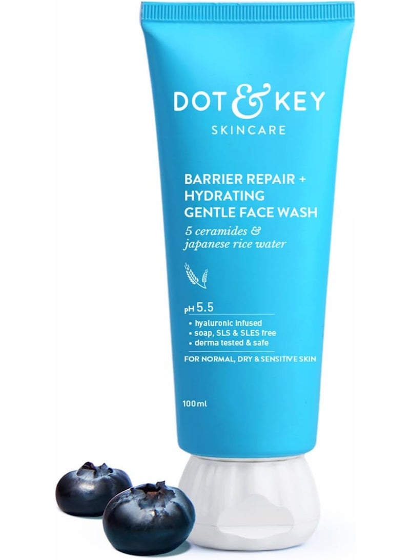 Dot & Key Barrier Repair Hydrating Gentle Face Wash With Probiotic, Hyaluronic, pH 5.5,Sulphate Free, 100ml - Image 1