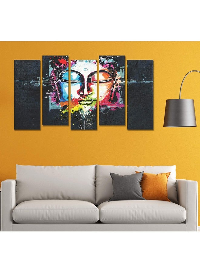 PAPER PLANE DESIGN Photo Frames for Wall Decoration Lord Buddha Picture Split Panels Art Decor Set of Paintings in Living Room Bedroom Hotel Office, Sun-Board, Size 27 x 50 inches, 5 Frame - Image 3