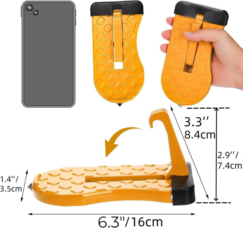 2 pieces of aluminum alloy car door step foldable with window breaker roof auxiliary pedal suitable for car SUV truck load-bearing 550 pounds pair (orange) - Image 3