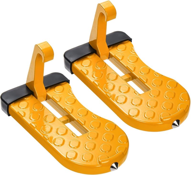 2 pieces of aluminum alloy car door step foldable with window breaker roof auxiliary pedal suitable for car SUV truck load-bearing 550 pounds pair (orange) - Image 2