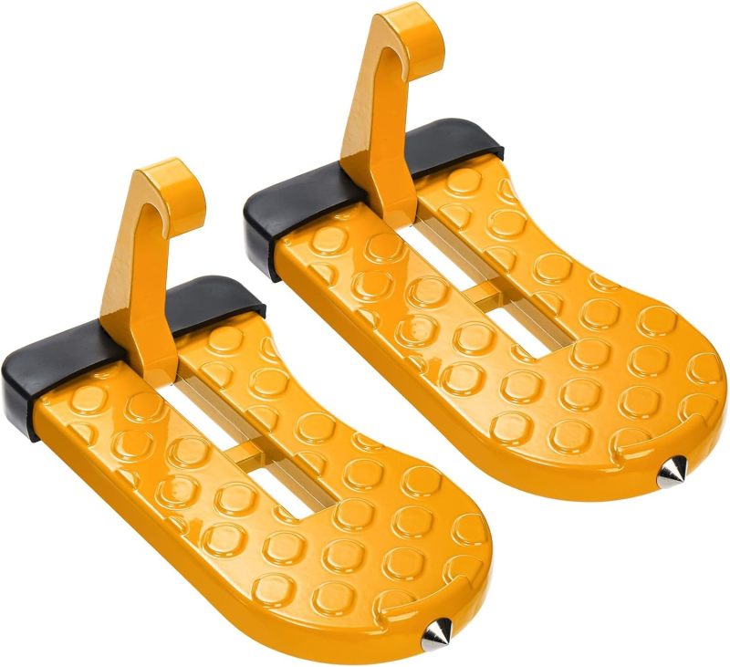 2 pieces of aluminum alloy car door step foldable with window breaker roof auxiliary pedal suitable for car SUV truck load-bearing 550 pounds pair (orange) - Image 1