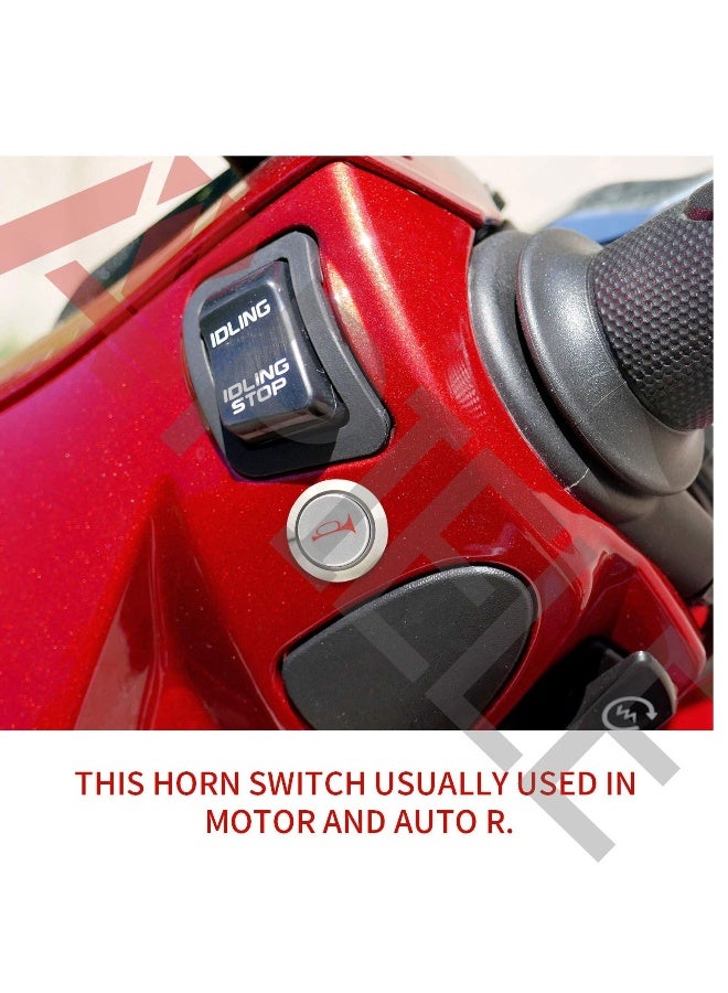 Loquat 19mm 12V Momentary Speaker Horn Push on Toggle Switch 3/4 Mounting Hole 1NO 1NC SPDT with Pre-Wiring Socket for Car Auto Motor Aluminium Alloy, Push on Latching Switch (Blue/Black Shell)