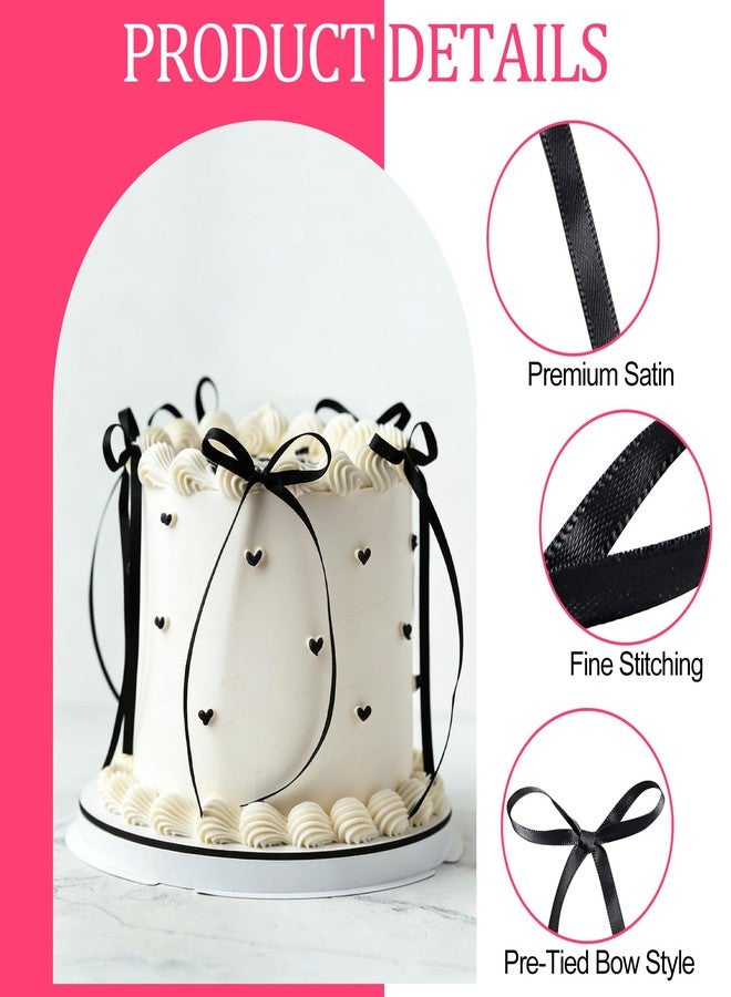 REGUICORP 50PCS Bow Cake Toppers, Black Bows Cake Decorations, Black Ribbon Bows for Birthdays, Weddings, Bachelorette Parties, Graduation Celebrations, Dessert Table Supplies - Image 3