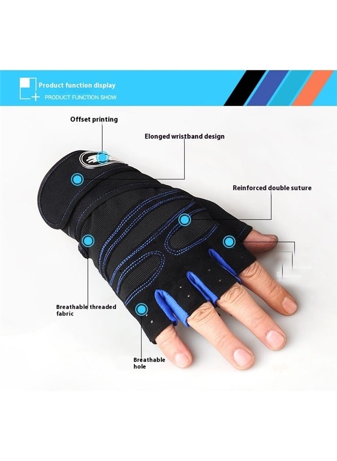 yongsheng Half-Finger Tactical Fitness Gloves M，Fitness Half Finger Gloves Men and Women Wrist Guard Sports Dumbbell Riding Non Slip Horizontal Bar Exercise Training  - Image 2