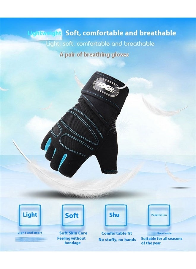 yongsheng Half-Finger Tactical Fitness Gloves M，Fitness Half Finger Gloves Men and Women Wrist Guard Sports Dumbbell Riding Non Slip Horizontal Bar Exercise Training  - Image 4