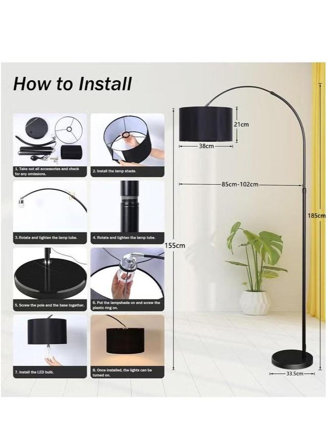HOMESTAR Floor Lamp for LED Stand Vintage Arc Pole Light with Warm Remote Control Living Room Office Bedroom Marble Black 12W  - Image 5