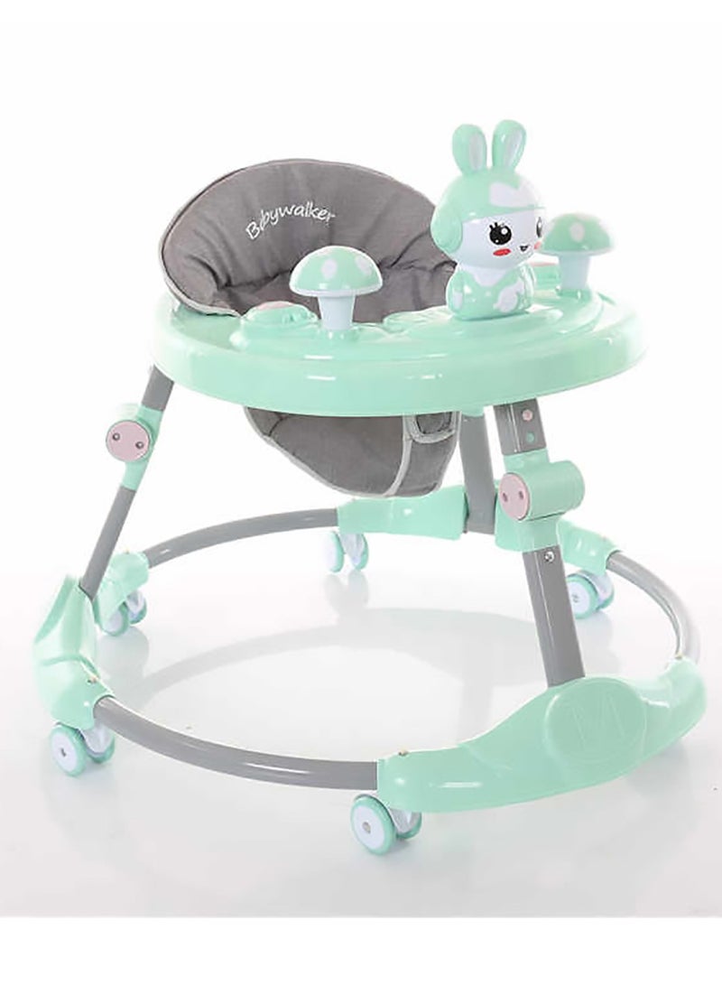 مشاية أطفال متعددة الوظائف بثلاثة ارتفاعات قابلة للتعديل مع شريط ألعاب وموسيقى | عجلات دوارة 360 درجة، صينية لعب قابلة للفصل ومشاية أنشطة آمنة قابلة للطي للأطفال، اخضر - Image 2