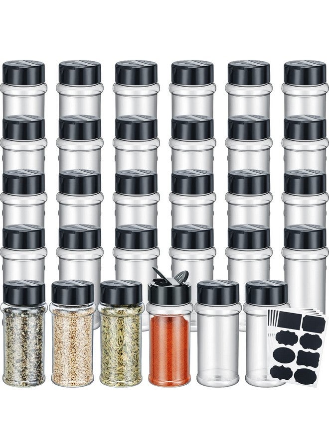 Eccliy Eccliy 36 Pack 3 oz Clear Plastic Spice Jars with Label and Shaker Lids Empty Spice Bottles Seasoning Containers Seasoning Jars Shaker Condiment Pots for Pepper Herbs Powders(Black)  - Image 1