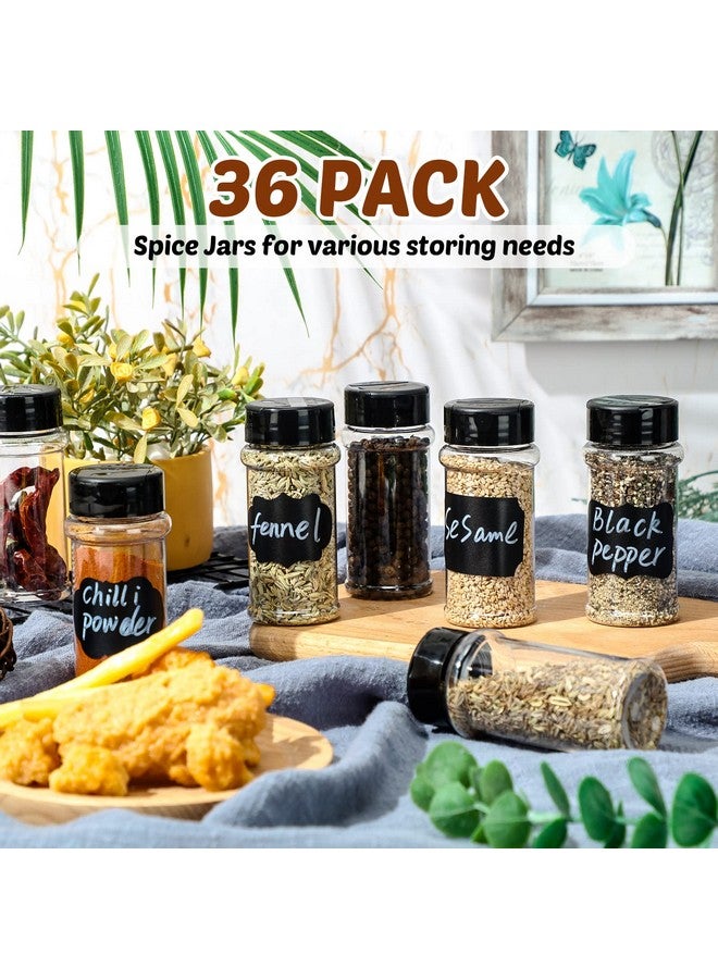 Eccliy Eccliy 36 Pack 3 oz Clear Plastic Spice Jars with Label and Shaker Lids Empty Spice Bottles Seasoning Containers Seasoning Jars Shaker Condiment Pots for Pepper Herbs Powders(Black)  - Image 5