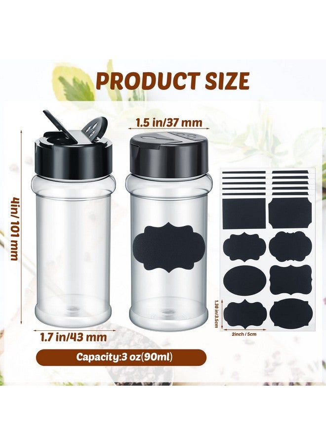 Eccliy Eccliy 36 Pack 3 oz Clear Plastic Spice Jars with Label and Shaker Lids Empty Spice Bottles Seasoning Containers Seasoning Jars Shaker Condiment Pots for Pepper Herbs Powders(Black)  - Image 3