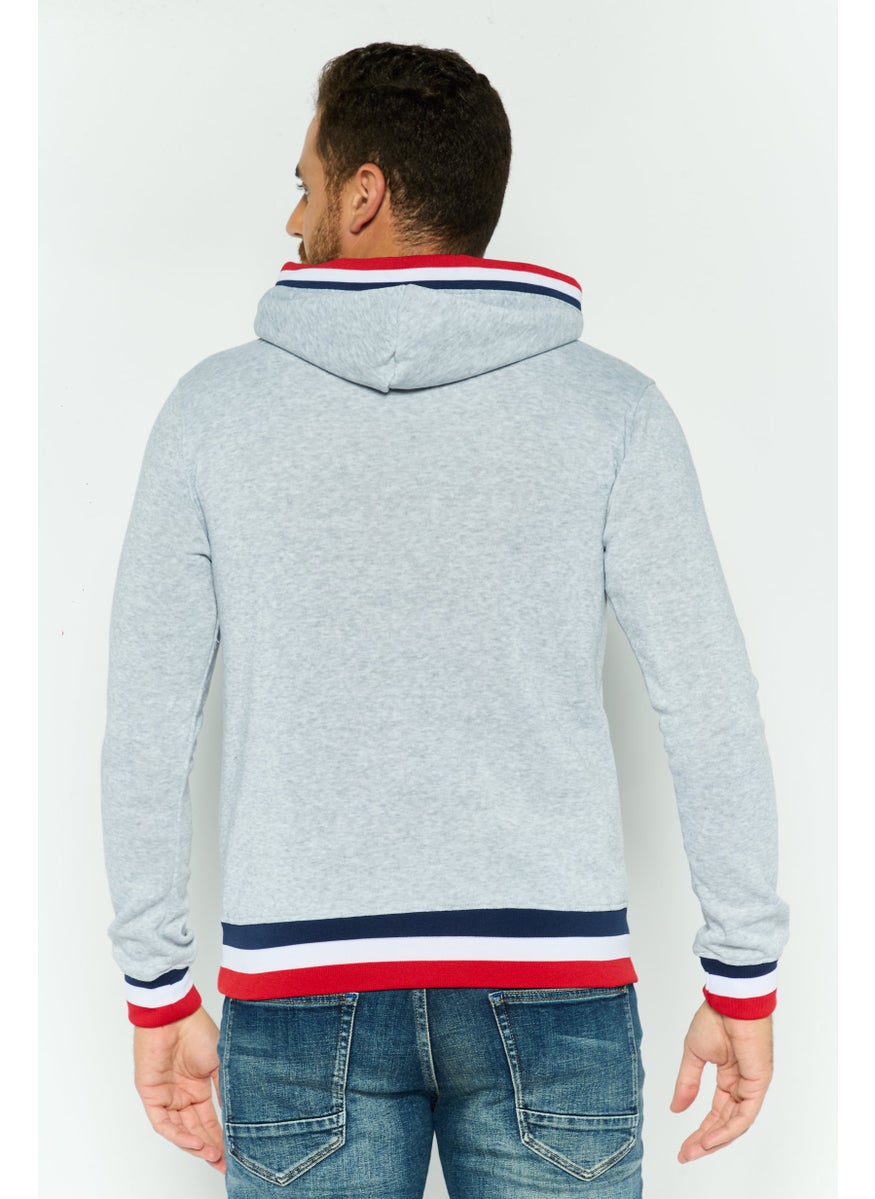 Company Eighty One - Men Heather Long Sleeve Hooded Sweatshirts, Grey - Image 1