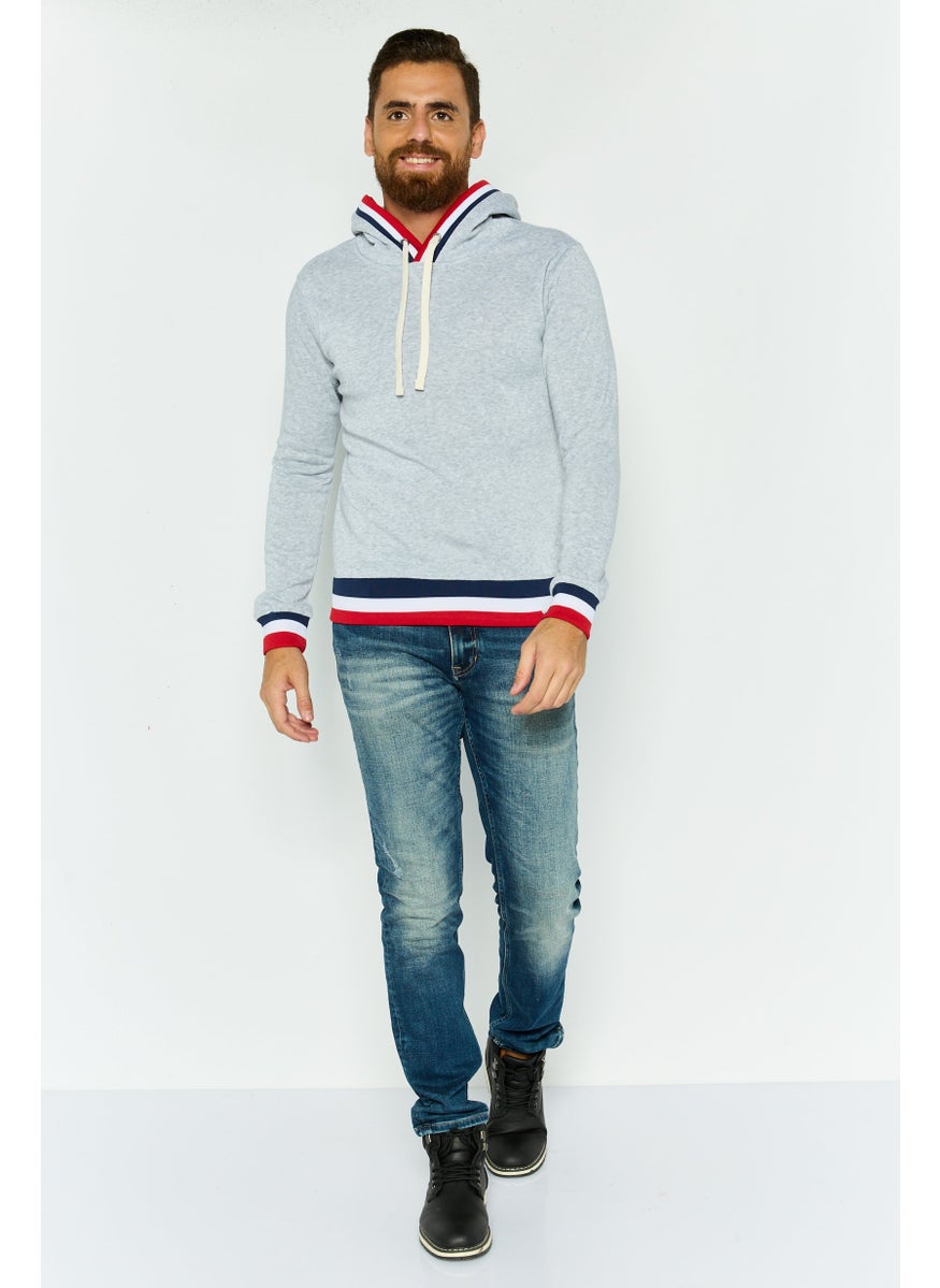 Company Eighty One - Men Heather Long Sleeve Hooded Sweatshirts, Grey - Image 1