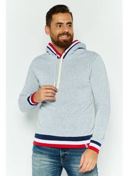 Men Heather Long Sleeve Hooded Sweatshirts, Grey