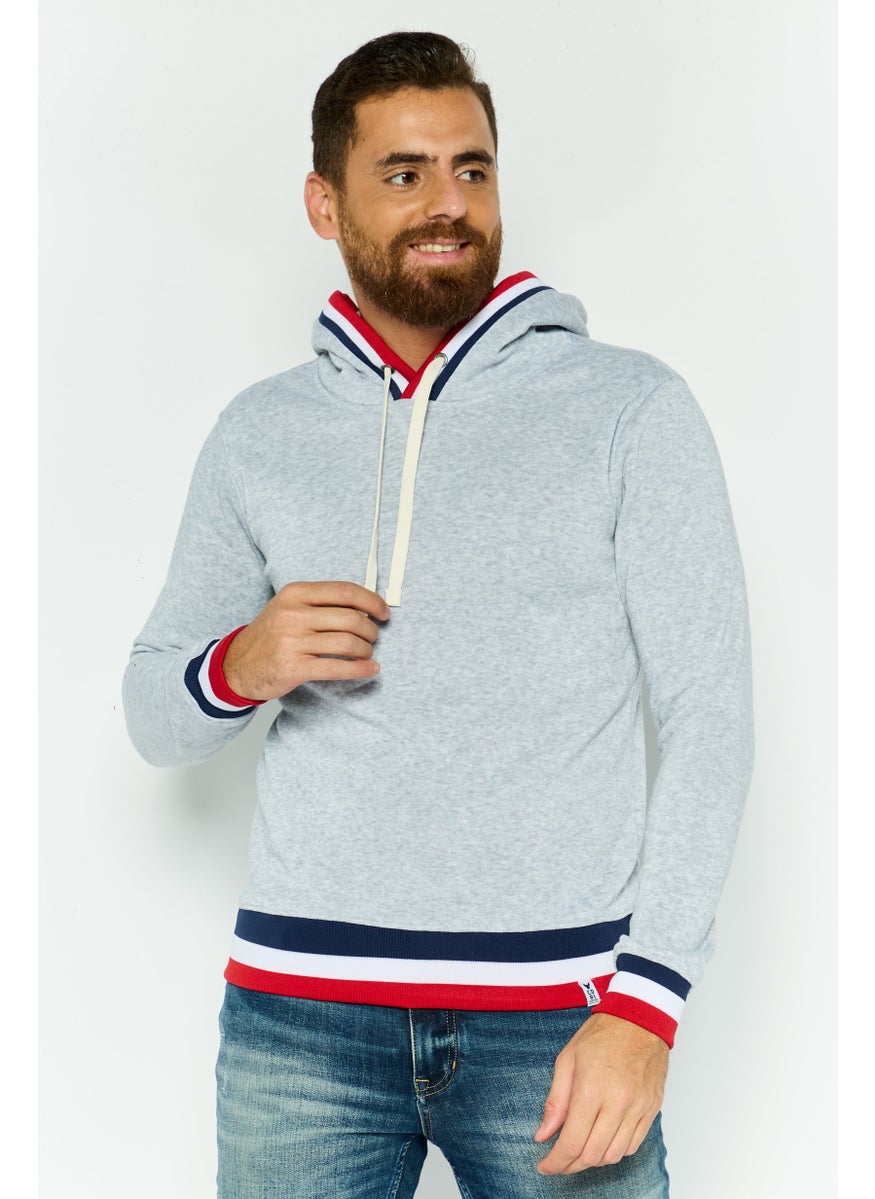 Company Eighty One - Men Heather Long Sleeve Hooded Sweatshirts, Grey - Image 1