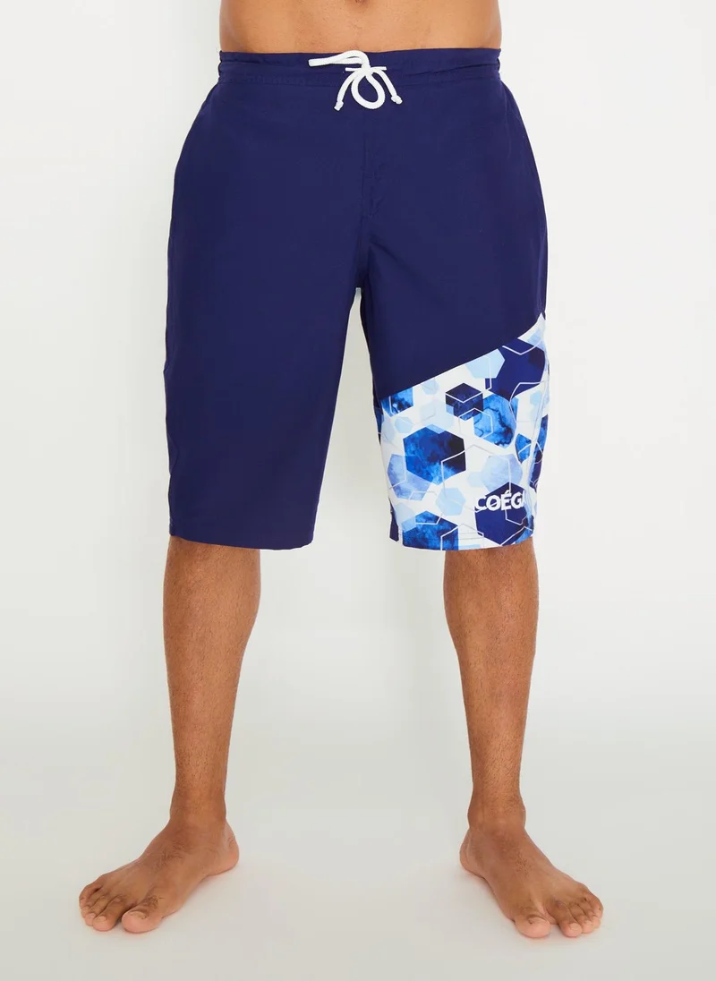 كويجا صن وير COEGA Mens Capris - Navy Watercolour Hexagons