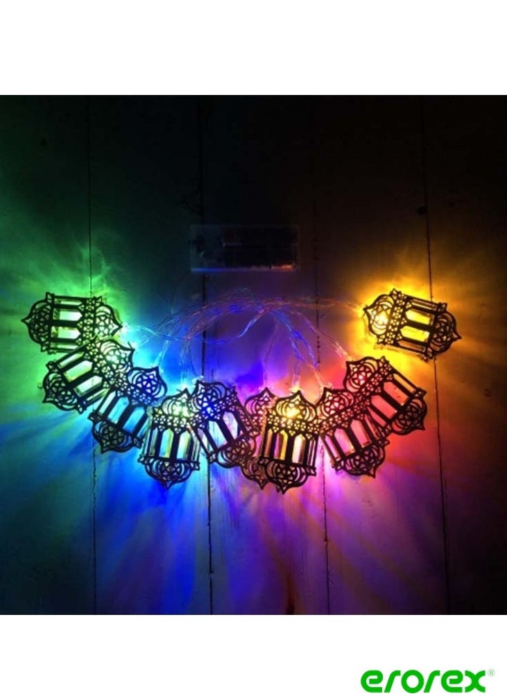 erorex - 20 مصباح LED لمهرجان عيد الفطر، سلسلة من أضواء الحديد الفنية لشهر رمضان، قلادة تزيين LED - Image 1