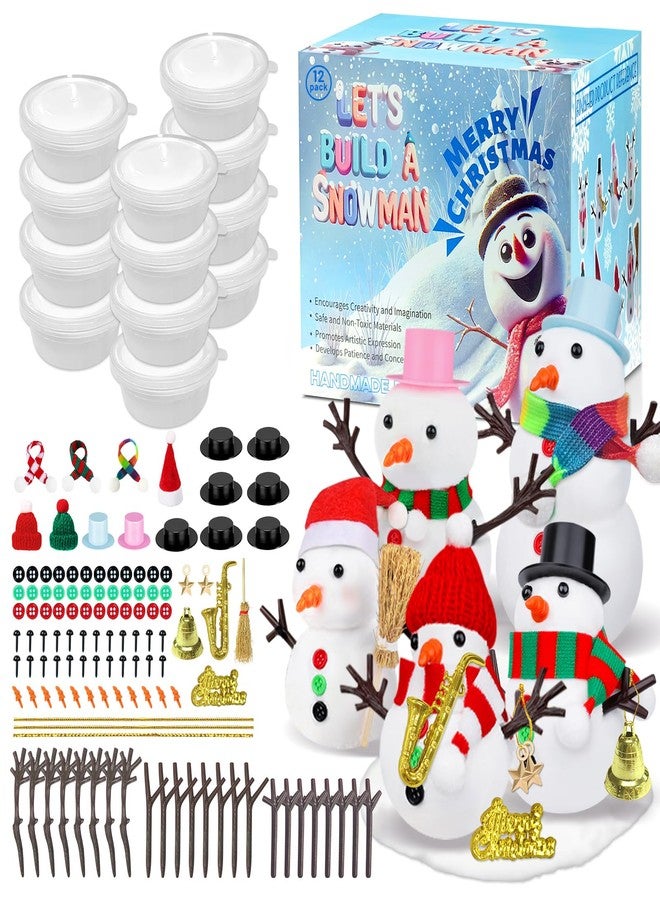 Outivity 12 Pack Build a Snowman Kit, Winter DIY Crafts for Kids, Modeling Clay Snowman Craft Kit, Kids Snowman Activities & Craft Gifts - Image 1