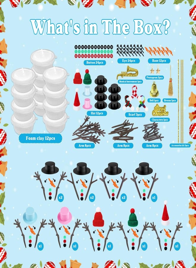 Outivity 12 Pack Build a Snowman Kit, Winter DIY Crafts for Kids, Modeling Clay Snowman Craft Kit, Kids Snowman Activities & Craft Gifts - Image 2
