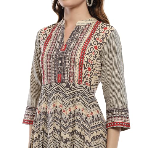 Biba Beige Cotton Anarkali Suit Set - Image 3