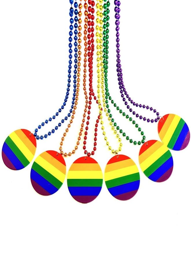 GZYSSL 24 Pcs Pride Month Rainbow Medallion Beads Necklaces Pride Month Parties Themed Parade Beads Necklaces Decorations - Image 2