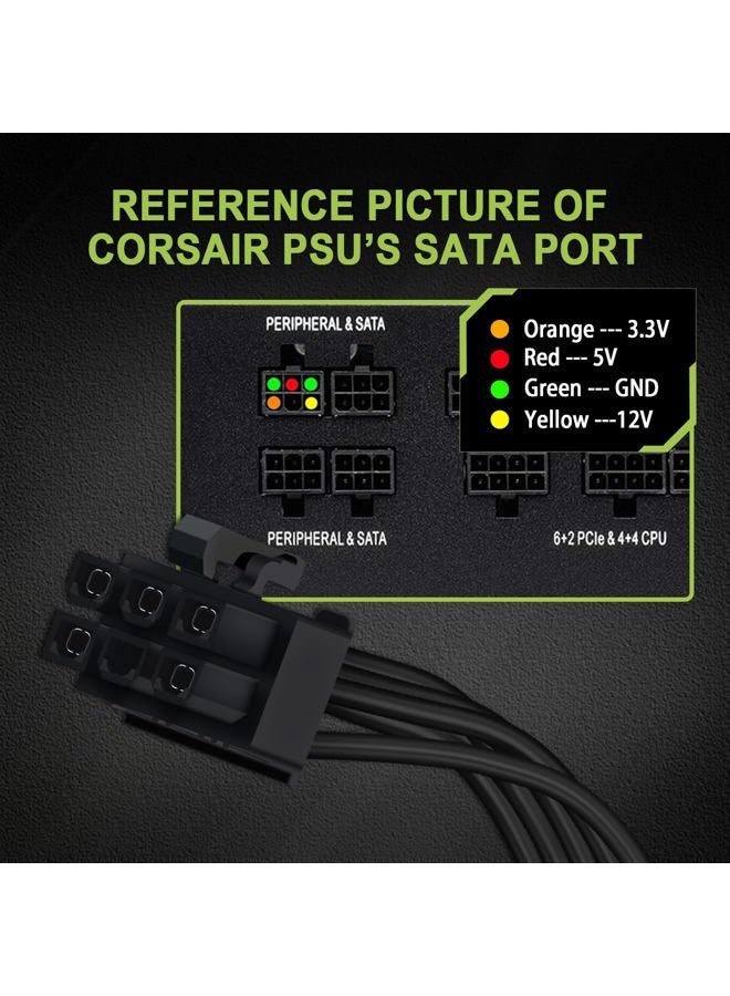 COMeap SATA Power Cable for Corsair PSUs, 6 Pin to 3X 15 Pin SATA Hard Drive Power Adapter Splitter for BTC Mining Riser Card 20-in(50cm) - Image 3