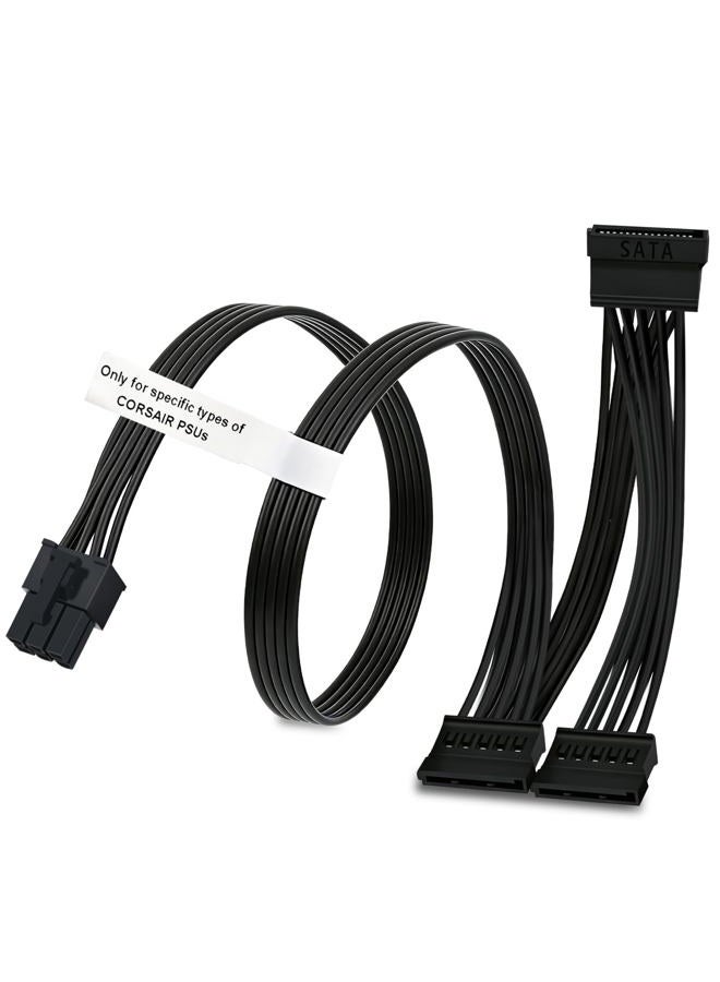 COMeap SATA Power Cable for Corsair PSUs, 6 Pin to 3X 15 Pin SATA Hard Drive Power Adapter Splitter for BTC Mining Riser Card 20-in(50cm) - Image 1