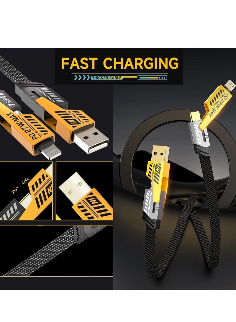 4-in-1 Convertible Metal Fast Data Cable – 65W Braided Charging Cable - Image 4
