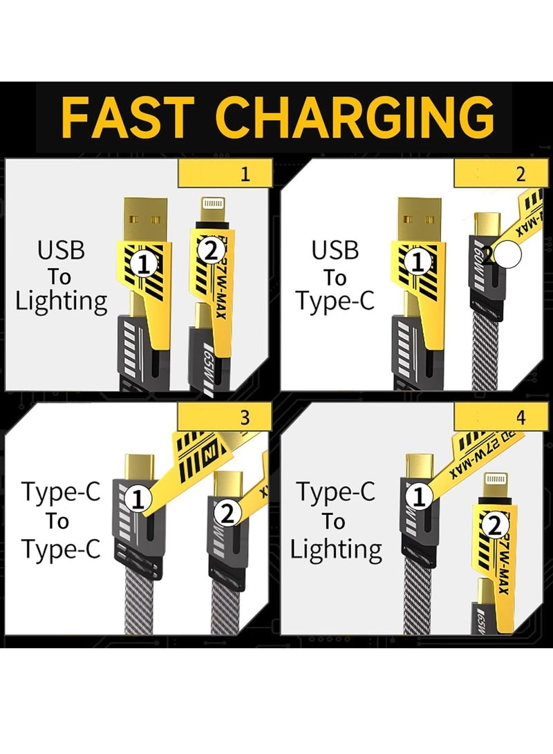 4-in-1 Convertible Metal Fast Data Cable – 65W Braided Charging Cable - Image 2