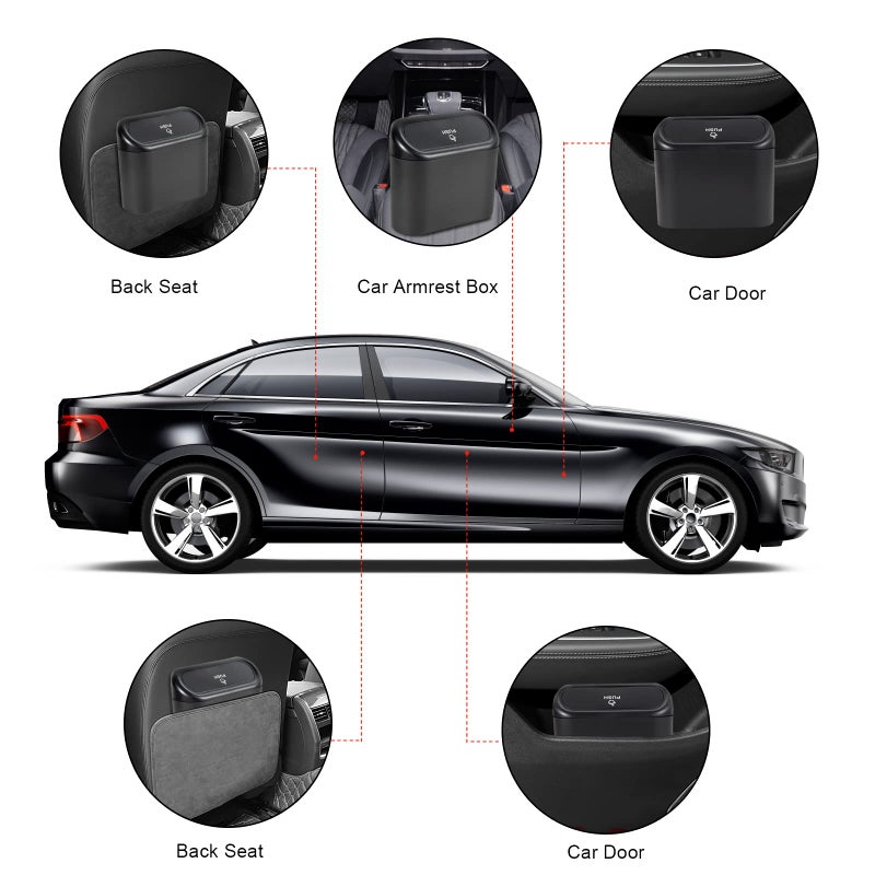 EnthuLove 2 Packs Mini Car Trash Can Bin with Lid and 150pcs Trash Bags,Car Trash Can Bin,Car Garbage Trash Can Storage for Front Back Seat Accessories (2)â€¦ - Image 4