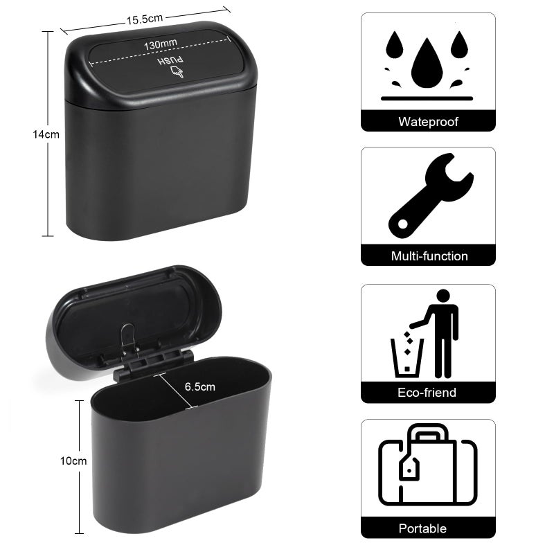 EnthuLove 2 Packs Mini Car Trash Can Bin with Lid and 150pcs Trash Bags,Car Trash Can Bin,Car Garbage Trash Can Storage for Front Back Seat Accessories (2)â€¦ - Image 2
