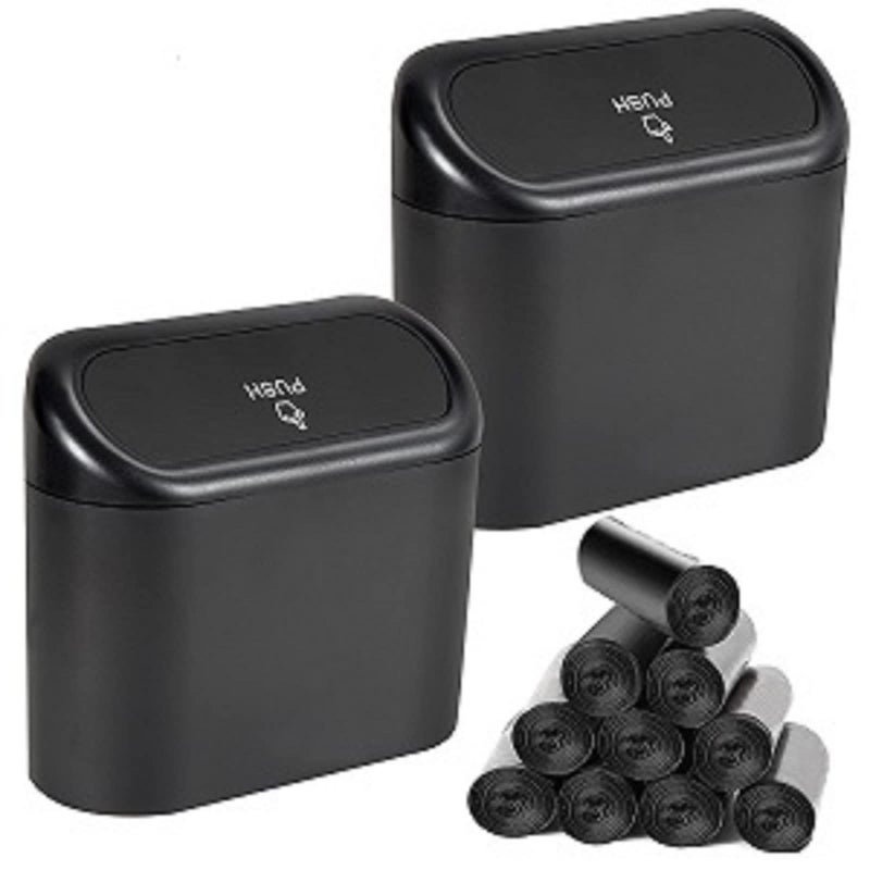 EnthuLove 2 Packs Mini Car Trash Can Bin with Lid and 150pcs Trash Bags,Car Trash Can Bin,Car Garbage Trash Can Storage for Front Back Seat Accessories (2)â€¦ - Image 1