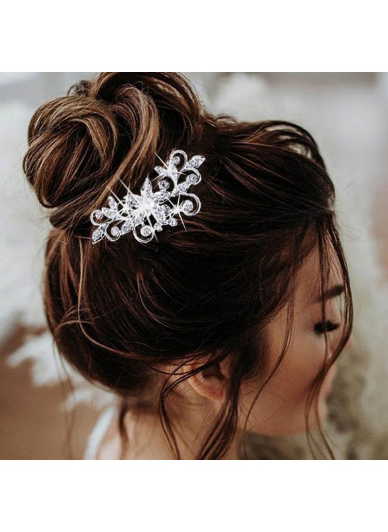 Latious - Latious Crystal Bride Wedding Hair Comb Silver Flower Bridal Hair Clip Rhinestones Hair Piece Wedding Hair Accessories for Women and Girls - Image 1