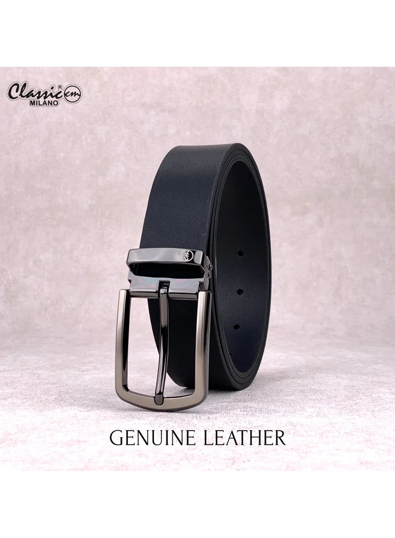 Classic Milano Black (ZT1102) Classic Milano Genuine Leather Belt for Men – Black Formal Men's Belt – Men Belts for Office & Business Wear – Mens Belt Leather with Gift Box for Men | Best Price UAE