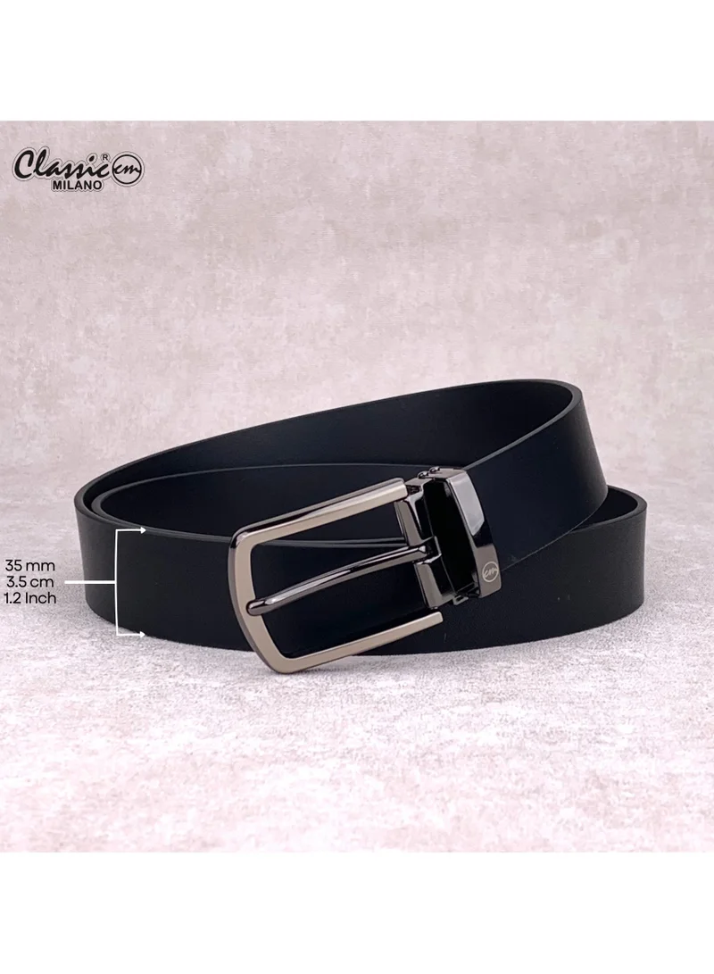 Classic Milano Black (ZT1102) Classic Milano Genuine Leather Belt for Men – Black Formal Men's Belt – Men Belts for Office & Business Wear – Mens Belt Leather with Gift Box for Men | Best Price UAE