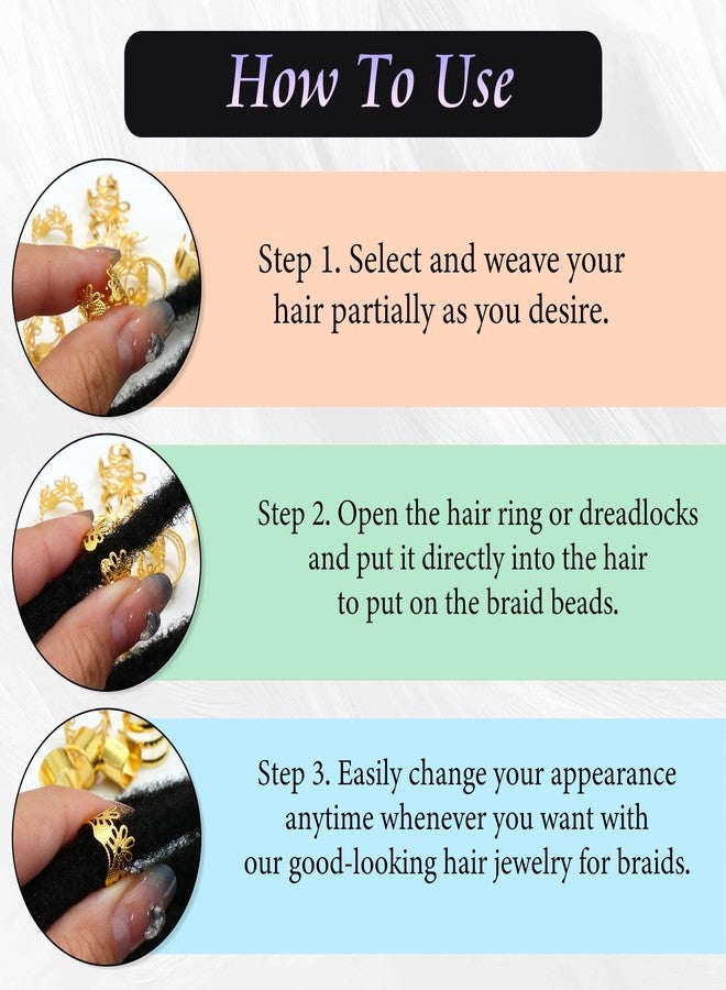 VENOFEN 40PCS Gold Hair Jewelry for Braids Multi Style Hair Cuffs Adjustable Braid Jewelry Non-Piercing Ear Clips Loc Dreadlock Accessories for Women and Girls - Image 5