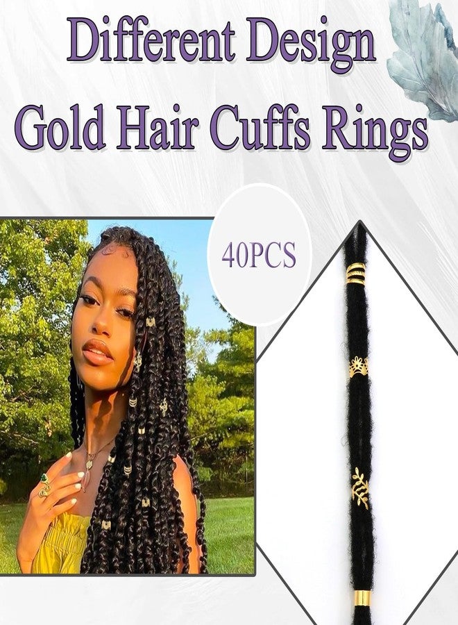VENOFEN 40PCS Gold Hair Jewelry for Braids Multi Style Hair Cuffs Adjustable Braid Jewelry Non-Piercing Ear Clips Loc Dreadlock Accessories for Women and Girls - Image 4