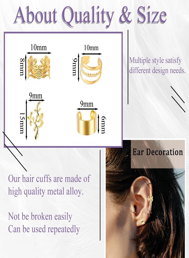 VENOFEN 40PCS Gold Hair Jewelry for Braids Multi Style Hair Cuffs Adjustable Braid Jewelry Non-Piercing Ear Clips Loc Dreadlock Accessories for Women and Girls - Image 3