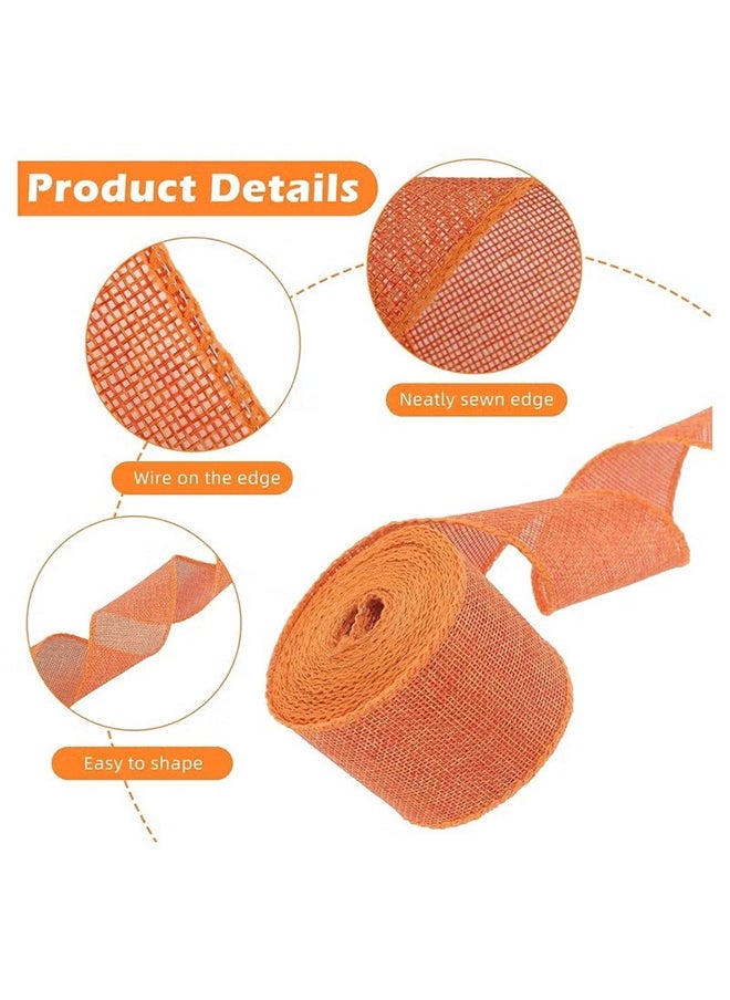 HY 3 Rolls Craft Ribbon Wrapping Burlap Ribbon Natural Orange Olive Green Jute Crafts Ribbon For Wedding Gifts Fabric DIY Packing Vintage Wedding Party Decoration Colorful Satin Ribbon 3M*6CM  - Image 3