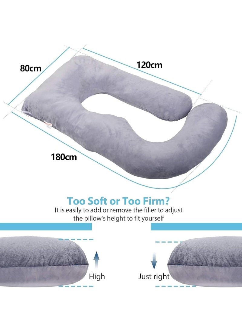 Rock Pow Pregnancy Pillows 180cm Long Maternity Pillows U-Shape Full Body Pillow Cooling Cover Pregnancy Pillows for Sleeping Body Pillows for Adults Maternity Pillow and Pregnancy Must Haves  - Image 2