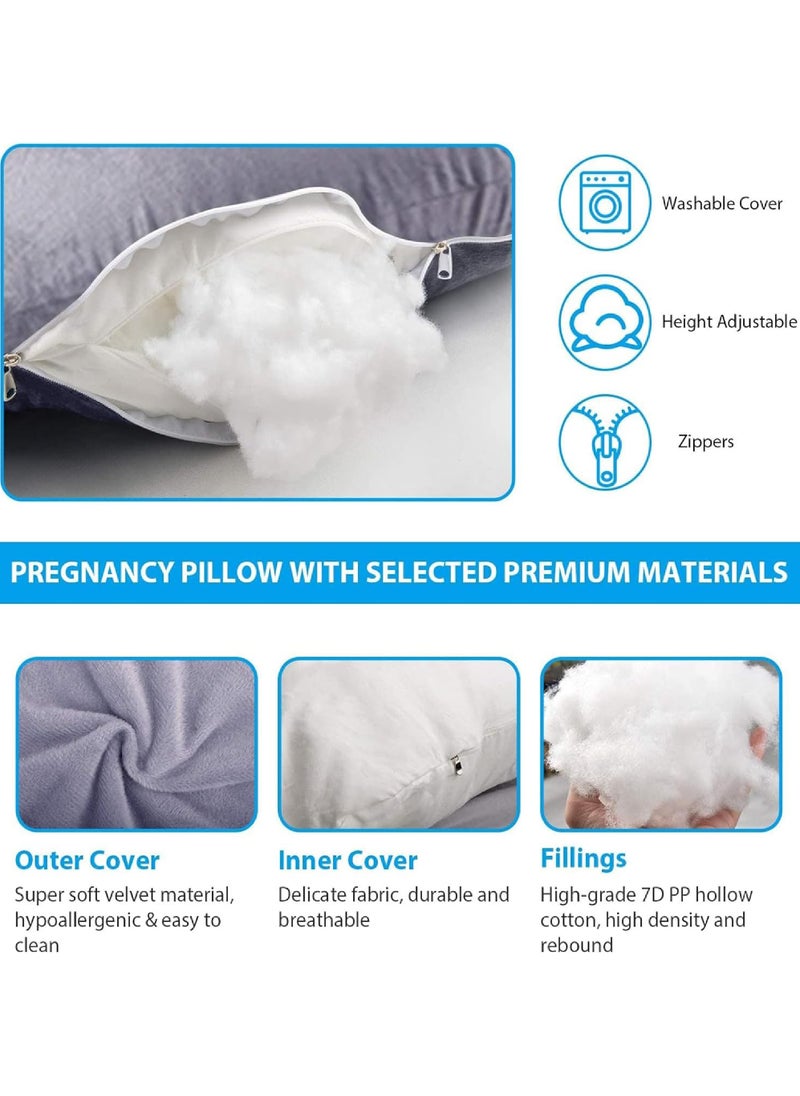 Rock Pow Pregnancy Pillows 180cm Long Maternity Pillows U-Shape Full Body Pillow Cooling Cover Pregnancy Pillows for Sleeping Body Pillows for Adults Maternity Pillow and Pregnancy Must Haves  - Image 3