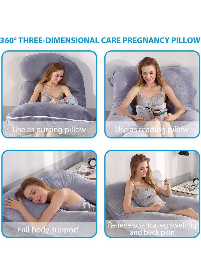 Rock Pow Pregnancy Pillows 180cm Long Maternity Pillows U-Shape Full Body Pillow Cooling Cover Pregnancy Pillows for Sleeping Body Pillows for Adults Maternity Pillow and Pregnancy Must Haves  - Image 5
