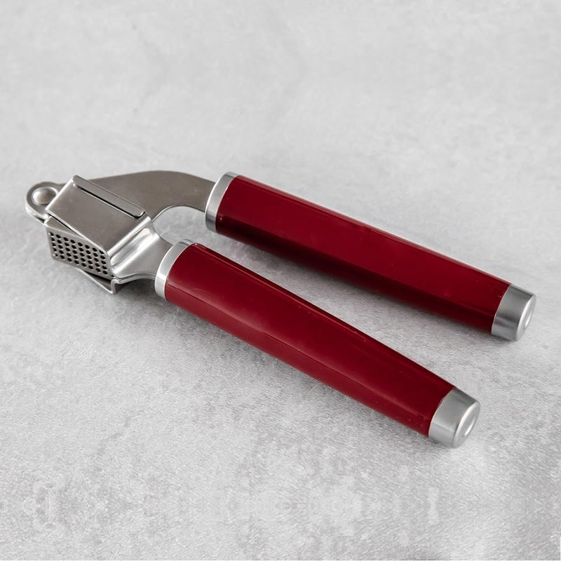 KitchenAid Garlic Press Crusher, Strong Stainless Kitchen Utensil, Removable Basket, Empire Red - Image 3