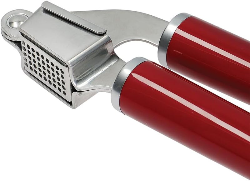 KitchenAid Garlic Press Crusher, Strong Stainless Kitchen Utensil, Removable Basket, Empire Red - Image 2