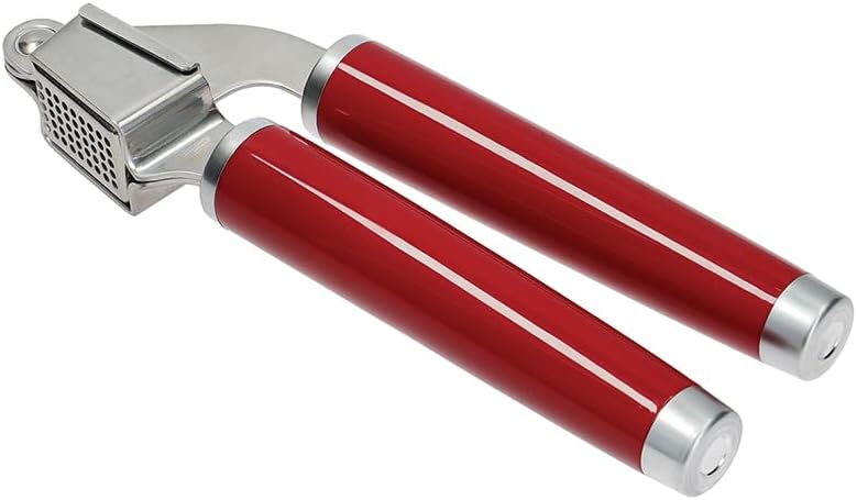 KitchenAid Garlic Press Crusher, Strong Stainless Kitchen Utensil, Removable Basket, Empire Red - Image 1