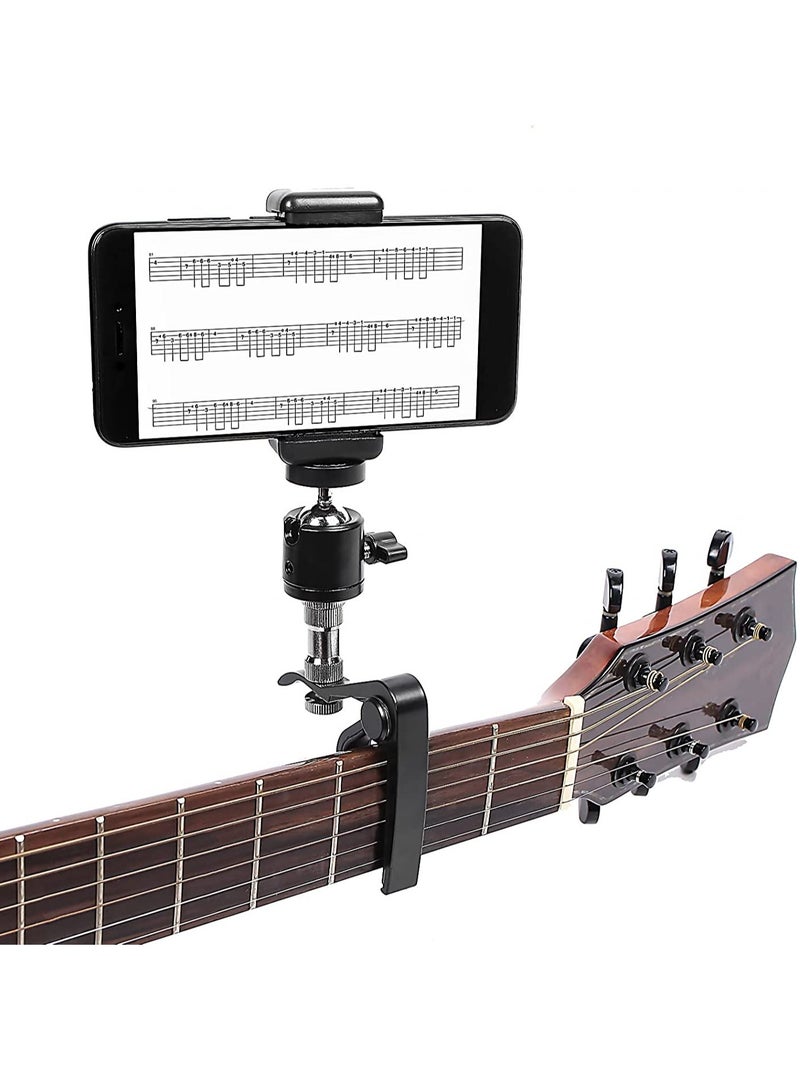 SYOSI Guitar Phone Holder, Guitar Capo that holds your phone, Metal Guitar Capo Phone Holder Mount Applicable for Guitar, Electric Guitar, Bass, Ukulele Accessories  - Image 1