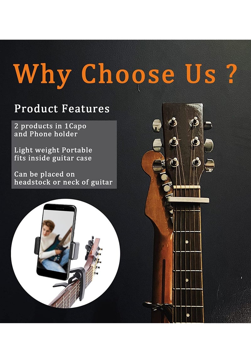 SYOSI Guitar Phone Holder, Guitar Capo that holds your phone, Metal Guitar Capo Phone Holder Mount Applicable for Guitar, Electric Guitar, Bass, Ukulele Accessories  - Image 5